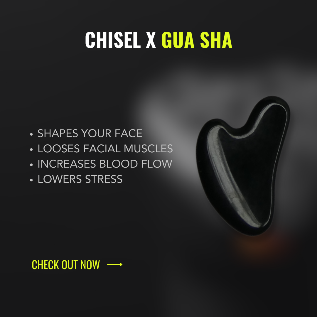Chisel X - Jaw and Facial Sculpting Products - Black Gua Sha Stone for Skincare Face Body Relieve Muscle Tensions Reduce Puffiness